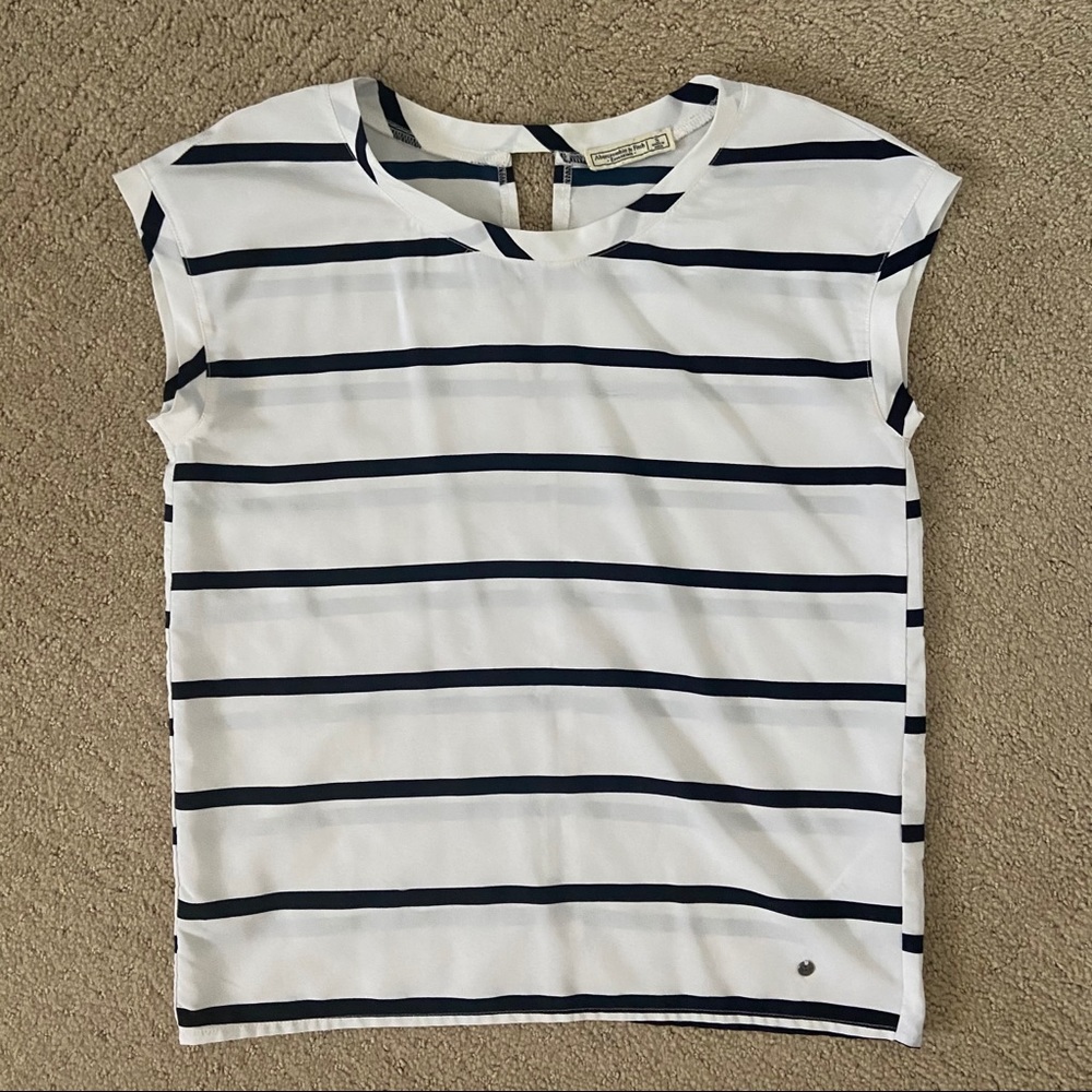 Abercrombie & Fitch Striped Navy & White Blouse